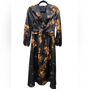 BANANA REPUBLIC SATIN TIE-FRONT MIDI DRESS